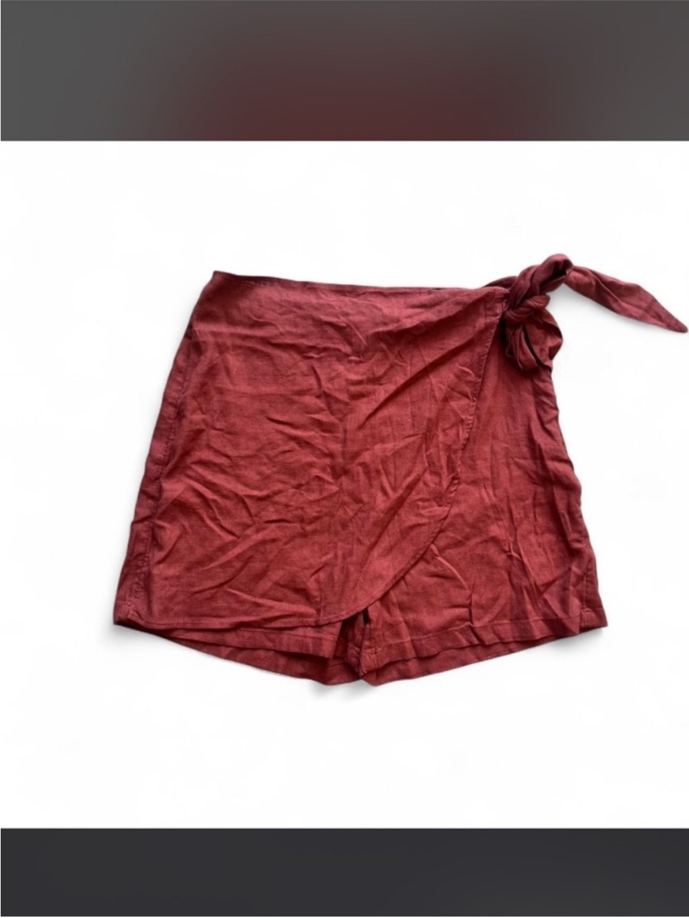 EUC Linen wrap short skort skirt burnt orange terracotta size 4